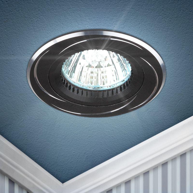 Рекомендуем купить Светильник встраиваемый KL34 AL/BK/1 поворотный MR16 12V 50W черн. алюм. Эра Б0049558