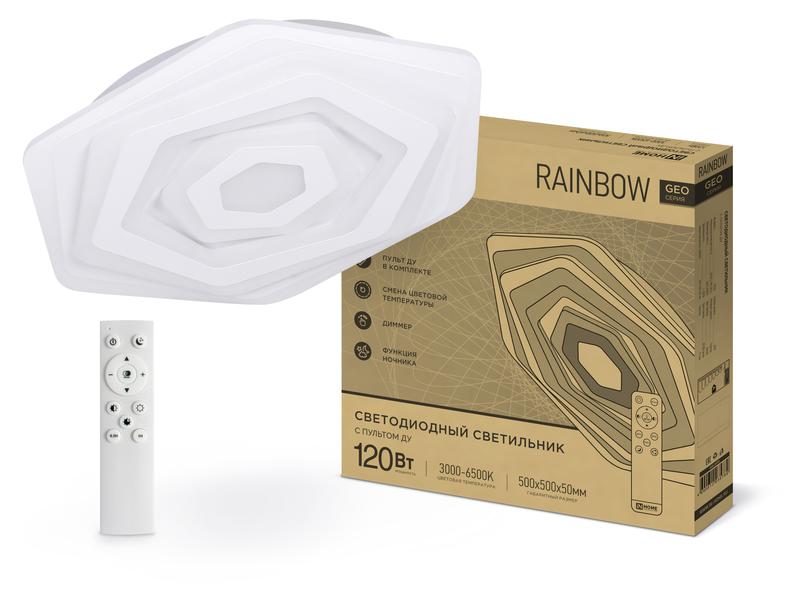 Рекомендуем купить Светильник светодиодный GEO RAINBOW 120Вт 230В 3000-6500К 8400лм 500х50мм с пультом ДУ IN HOME 4690612035802