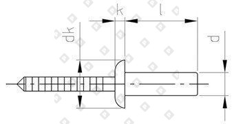 Заклепка вытяжная закрытая ISO 16585 4,8x20 со стандартным бортом, нерж. сталь A2 / нерж. сталь Sst - №4
