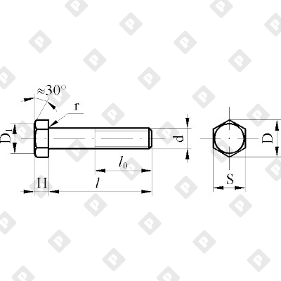 Болт ГОСТ 7805 M24x100 с шестигранной головкой и неполной резьбой, кл. пр. 8.8, кг - №2