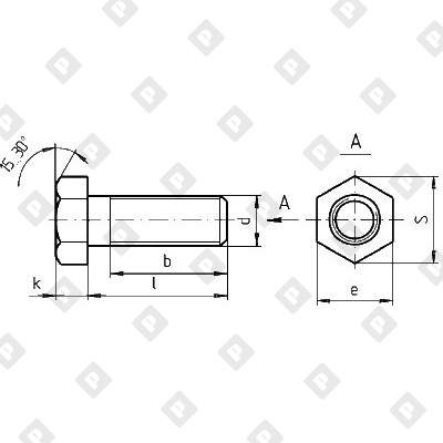 Болт ГОСТ 7798 M16x45 с шестигранной головкой и полной резьбой, кл. пр. 4.8-5.8 - №2
