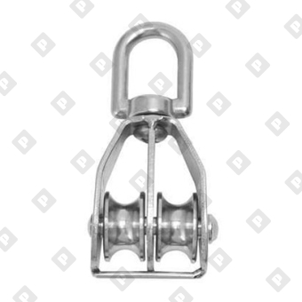 Блок двойной 1 1/4" (30 мм) с вертл. и металлическим диском, оц. сталь - №2