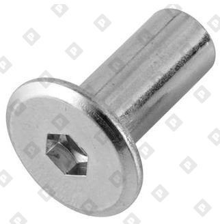 Гайка Эриксона M 8х16 тело Ø 10 мм, плоская головка Ø 19 мм, под ключ SW5, оц. сталь - №1