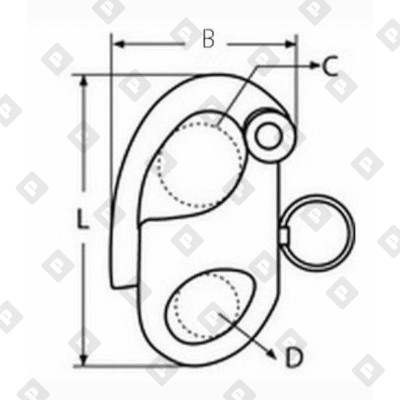 Карабин отцепной «пеликан» с мочкой ART 8288 52 мм, нерж. сталь A4 - №2