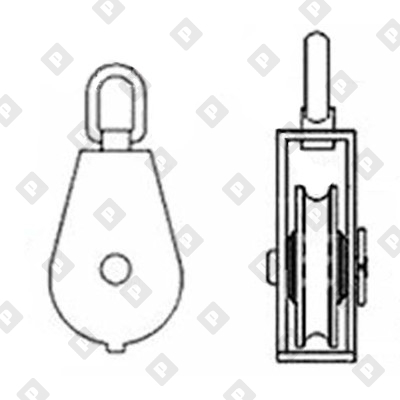 Блок одинарный 2" (50 мм) с вертл. и металлическим диском, оц. сталь - №2