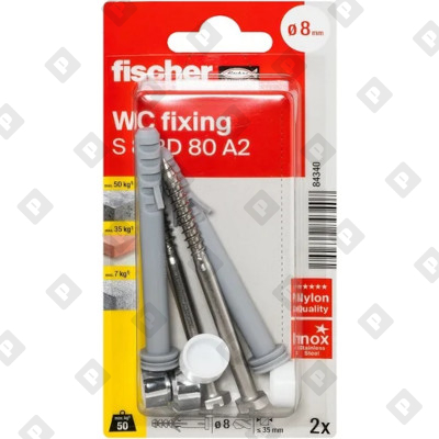 Комплект крепежа для унитазов и биде Fischer S 8 RD80 CR K - №1