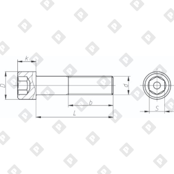Винт DIN 912 М10x45/45 с полной резьбой и цилиндрической головкой с внутренним шестигранником, кл. пр. 8.8, оц. сталь - №2