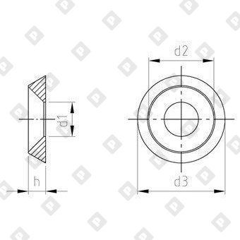 Шайба NF E 27-619 Ø10 полнотелая, со скосом 90 градусов, нерж. сталь A1 - №4