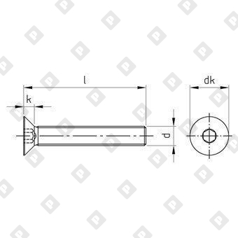Винт ISO 10642 (DIN 7991) M8x100 с потайной головкой и внутренним шестигранником, нерж. сталь А4 - №2