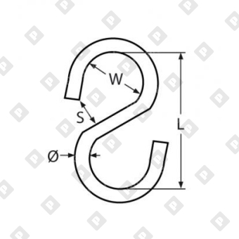Крючок S-образный 4мм симметричный ART 814070, нерж.сталь А2 - №2