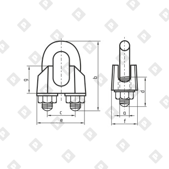Зажим DIN 741 для троса Ø40мм, оц. сталь - №2
