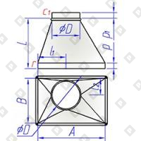 Переход прямоугольного сечения на круглое тип 6 - №1