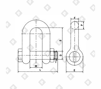Скоба такелажная прямая G-2150 55 т с гайкой и шплинтом, кл. пр. 8 - №2