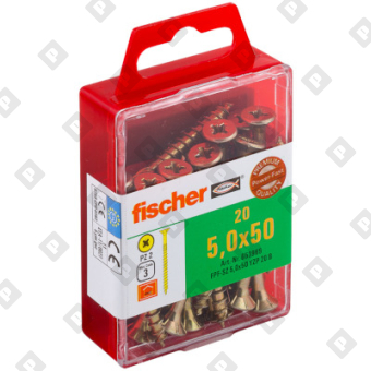 Набор из 20 саморезов fischer FPF-SZ 5,0X50 YZP 20 B с потайной головой и неполной резьбой, оц. сталь - №1