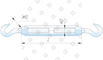 Талреп DIN 1480 М20 крюк-крюк, оц. сталь - №2