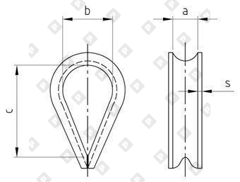 Коуш ART 9073 (DIN 6899) для троса Ø14мм, нерж. сталь А4 - №4