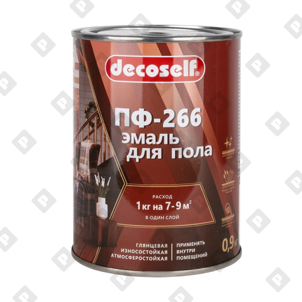 Эмаль для пола Pufas ПФ-266 золотисто-коричневая Decoself, 0,9 кг - №1