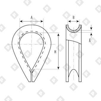 Коуш 12 ГОСТ 2224-93 для троса Ø 2.5 - 3.5 мм - №2