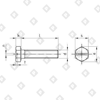 Болт DIN 933 SZ M5x16 с шестигранной головкой, прямым шлицем и полной резьбой, нерж. сталь A4 - №3